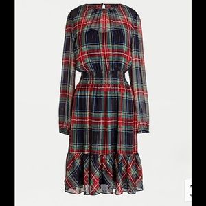 J. Crew Cinched-Waist Dress in Stewart Tartan (Holiday Plaid)